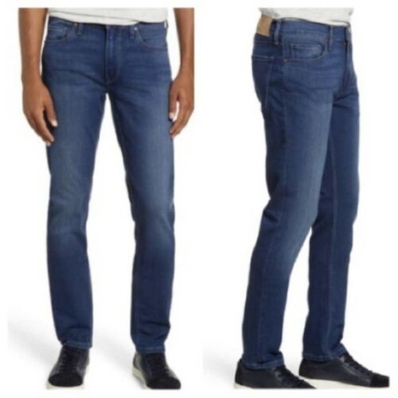 Paige Men's Stretch Slim Denim Straight Lennox Jeans Mid Rise Blue Size 31